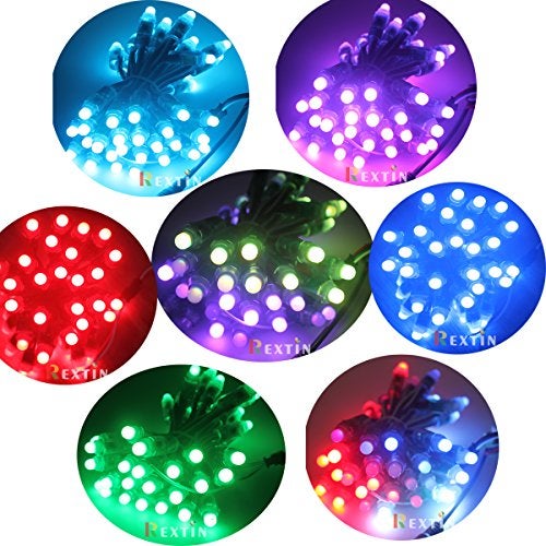 REXTiN® WS2811 Pixels Digital Addressable LED String Lights Waterproof RGB Full Color 12mm DC 12V (DC12V 50pcs) - Image 5