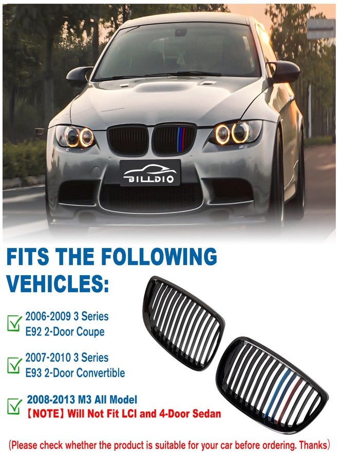 BILLDIO E92 Grille - Front Kidney Grill Color Grille Compatible With BMW 3 Series 2006-2009 E92 Coupe Pre-facelift，2007-2010 Cabrio Pre-facelift E93，2008-2013 M3，ABS Single Slat - Image 4
