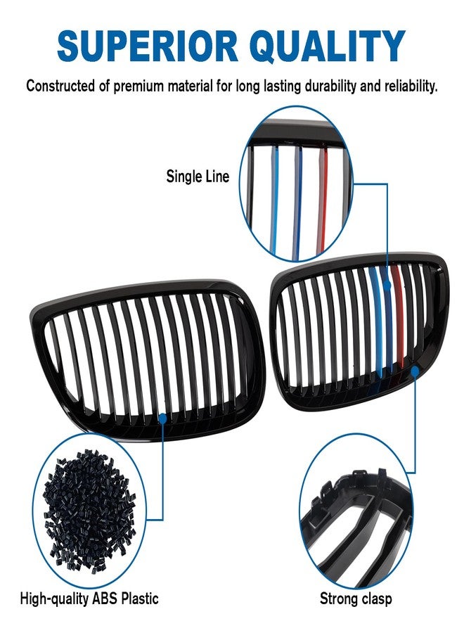 BILLDIO E92 Grille - Front Kidney Grill Color Grille Compatible With BMW 3 Series 2006-2009 E92 Coupe Pre-facelift，2007-2010 Cabrio Pre-facelift E93，2008-2013 M3，ABS Single Slat - Image 3