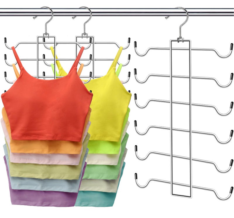 CLODSPAC Metal Tank Top Hanger 2 Pack, Space Saving Bra Organizer with 24 Easy Access Hooks, 360Â° Swivel Closet Organizers and Storage, Apartment College Dorm Room Essentials, Small Space Organization Solution - Image 1
