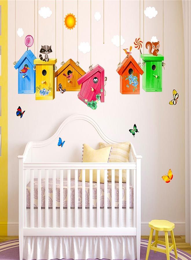 NIBEMINENT Cute Cartoon Animals Family Pattern Wall Sticker Multicolour 110x70cm - Image 1