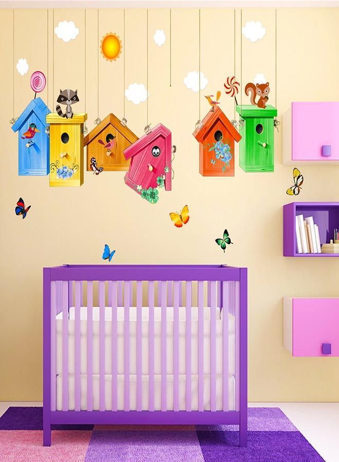 NIBEMINENT Cute Cartoon Animals Family Pattern Wall Sticker Multicolour 110x70cm - Image 2