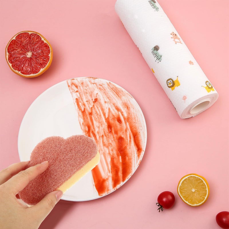 12 Pcs Cloud Shaped Kitchen Cleaning Sponges Set Dual Tone Dish Scrubbers Practical Non Scratch Household Cleaning Tool - Image 4