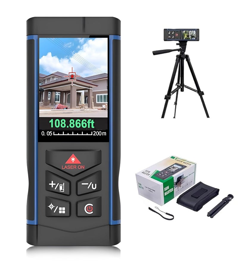 XPR3SS 200 Meter(656 Feet) Camera Assisted 800mAh Rechargeable Outdoor Laser Distance Meter with Angular Measure Range Finder Portable Digital Measuring Device Rangefinder with Camera. (LDM200) - Image 1