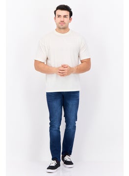 Fudo Men Crew Neck Short Sleeve Brand Logo T-Shirt, Cream  - Image 2