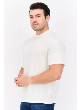 Fudo Men Crew Neck Short Sleeve Brand Logo T-Shirt, Cream  - Image 4