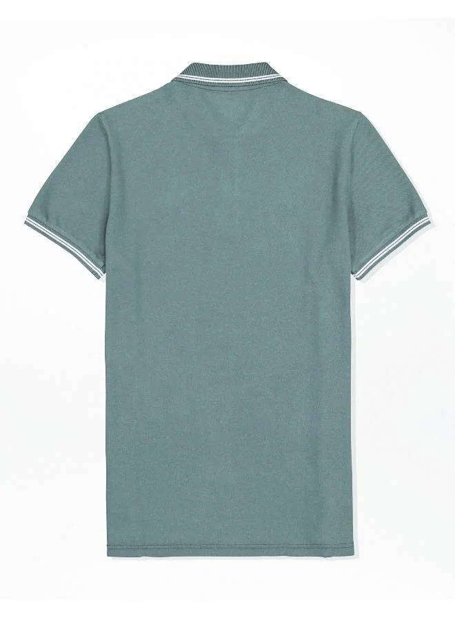 امريكان ايجل Collar Line Logo Detail Short Sleeve Polo Shirt