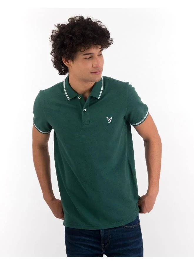 امريكان ايجل Collar Line Logo Detail Short Sleeve Polo Shirt