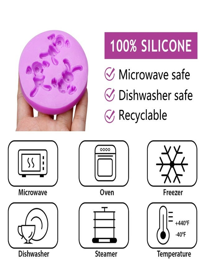 acvcatto Easter Bunny Silicone Molds, 3 Piece Set, Purple, Rabbit Egg Basket Fondant Molds, for Cupcake Cookie Baking Cake Decorating Easter Holiday Spring Party DIY Candy - Image 3
