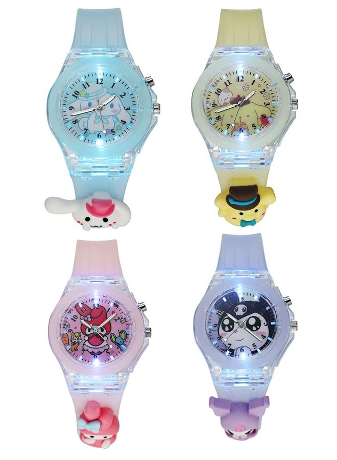 4 Pcs Kids Watches,3D Lovely Cartoon Digital Sport Watch Silicone Wristwatches Best Gift for 3-11 Year Old Girls Boys,Time Teaching Easy to Read Time Clearly at Night  - Image 1