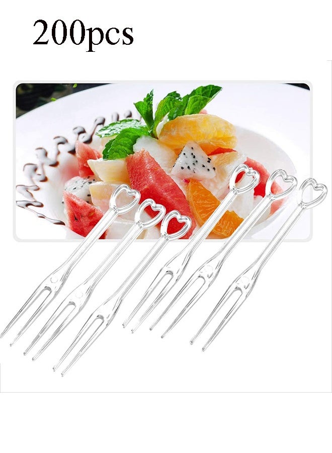 YJ 200 Pieces Disposable Plastic Fruit Forks for Family Party Birthday Party Wedding Dessert Cake Forks - Image 1