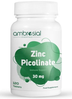 ambrosial Zinc Picolinate 30mg for Immune Support (Pack of 1-120 Tablets)  - Image 1