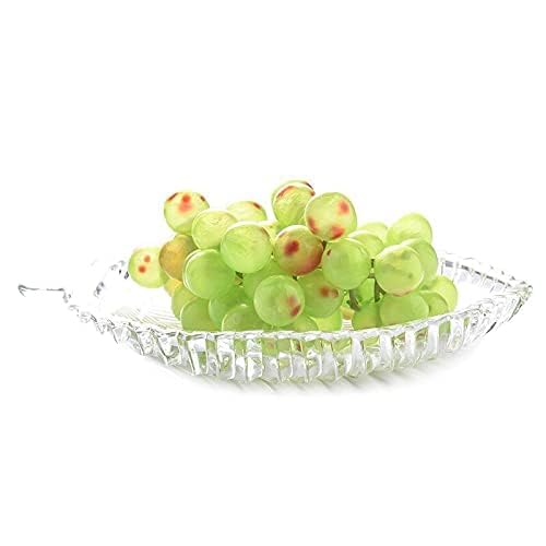 SARVYA SHOP SARVYA SHOP Leaf Shape Glass Tray Plate for Serving | Useful for Diwali Home Decoration, Living Room | Best for Dry Fruits, Fruits, Snacks, Sweets, Chocolates - Image 2