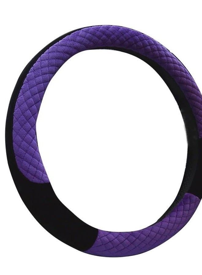 Mayco Bell Winter 38cm Premium Soft Short Fur Car Steering Wheel Cover High-Density Warm Plush Steering Wheel Protector Cover Purple - Image 4