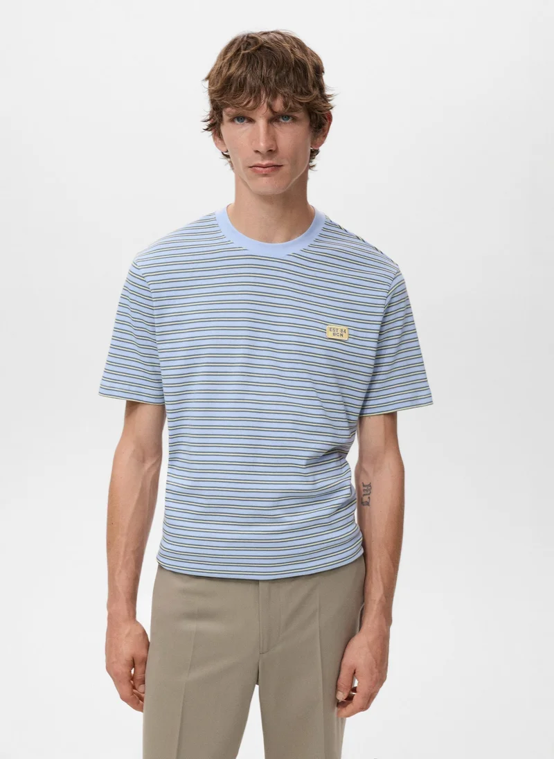 Mango Man Regular-fit striped 100% cotton shirt