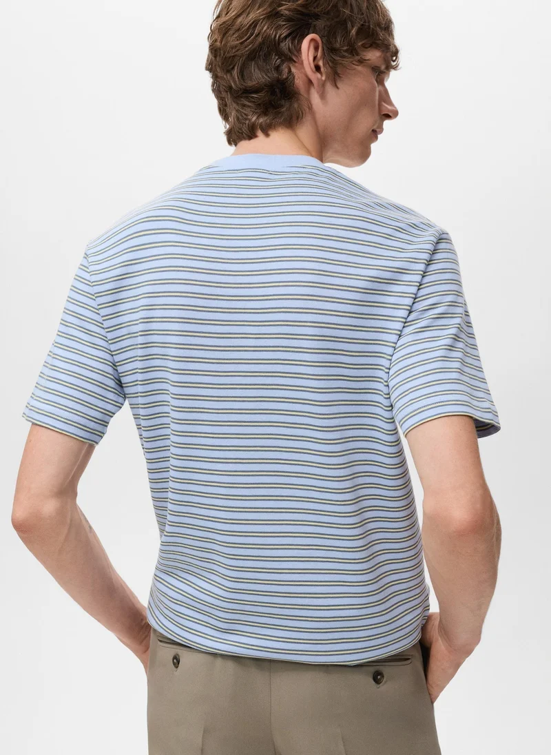 Mango Man Regular-fit striped 100% cotton shirt