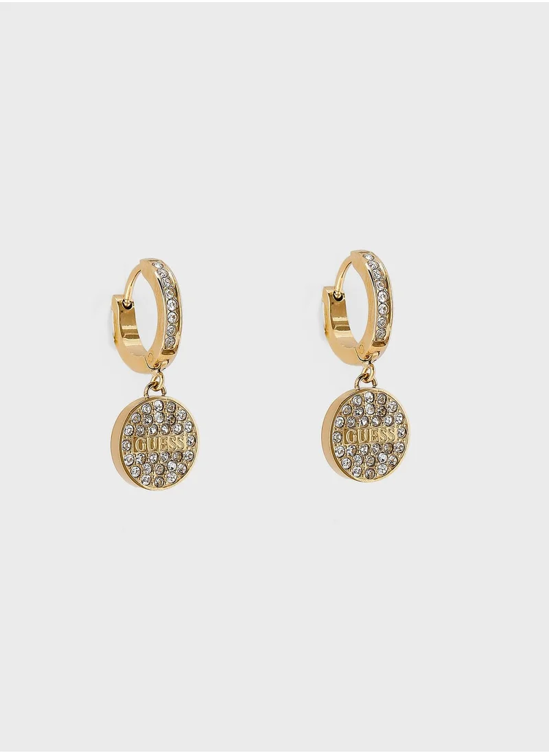 GUESS Coin Pave Hugs Earrings