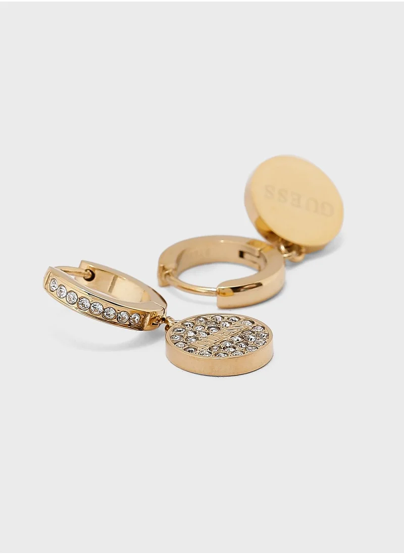 GUESS Coin Pave Hugs Earrings