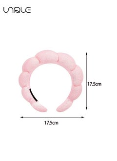 Unique Sponge Spa Headband For Women, Big Spa Hairband For Washing Face, Face Skincare Makeup Headband, No Slip Thick Hair Hoop For Spa For Makeup Removal, Pink  - Image 2