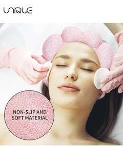 Unique Sponge Spa Headband For Women, Big Spa Hairband For Washing Face, Face Skincare Makeup Headband, No Slip Thick Hair Hoop For Spa For Makeup Removal, Pink  - Image 4