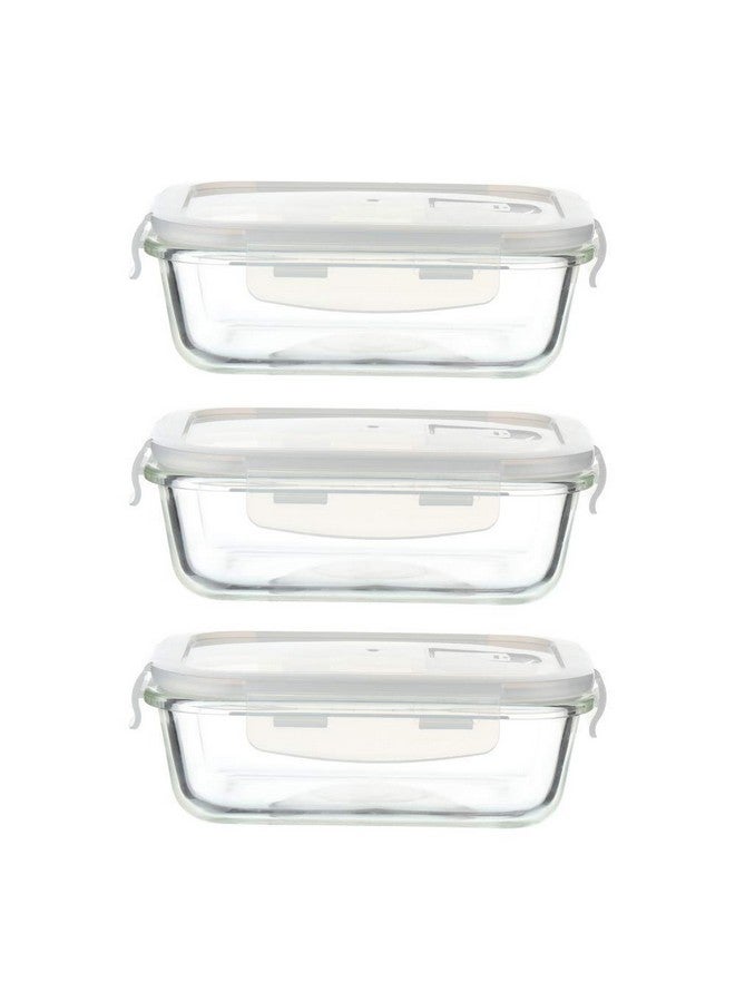 Femora Femora Borosilicate Glass Containers for Kitchen | 1 Year Warranty | Container Boxes for Storage, Storage Box for Kitchen with Air Vent Lid, Microwave Safe, Rectangular (Set of 3-1000ml Each) - Image 1