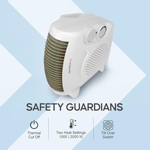 Longway Hot Max 2000W/1000W Fan Room Heater | ISI Approved | Overheat Protection | Portable & Compact | 2 Heat Settings | ABS Plastic Body | White - Image 4