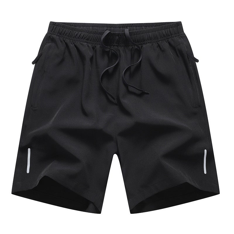 Summer Casual Five-point Pants Mens Thin Quick-drying Reflective Strip Shorts Youth Outer Wear Sports plus size Loose Beach Pants 8907-black  - Image 4