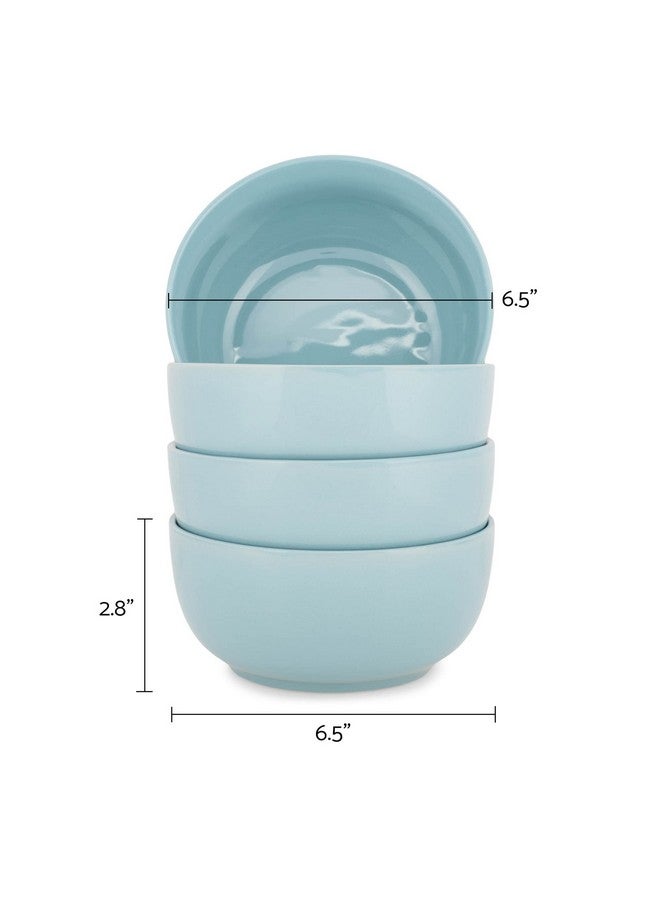 إيلانز ديزاينز مجموعة أوعية عشاء سيراميك لامعة من Elanze Designs Bistro مقاس 6.5 بوصة، مجموعة من 4 قطع - مثالية للاستخدام اليومي من الحساء والمعكرونة والسلطة والحبوب والآيس كريم والرامين والفو، أزرق ثلجي - Image 3