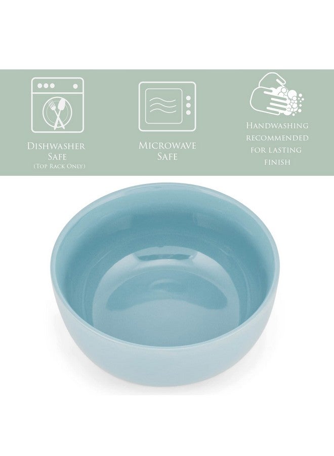 إيلانز ديزاينز مجموعة أوعية عشاء سيراميك لامعة من Elanze Designs Bistro مقاس 6.5 بوصة، مجموعة من 4 قطع - مثالية للاستخدام اليومي من الحساء والمعكرونة والسلطة والحبوب والآيس كريم والرامين والفو، أزرق ثلجي - Image 2