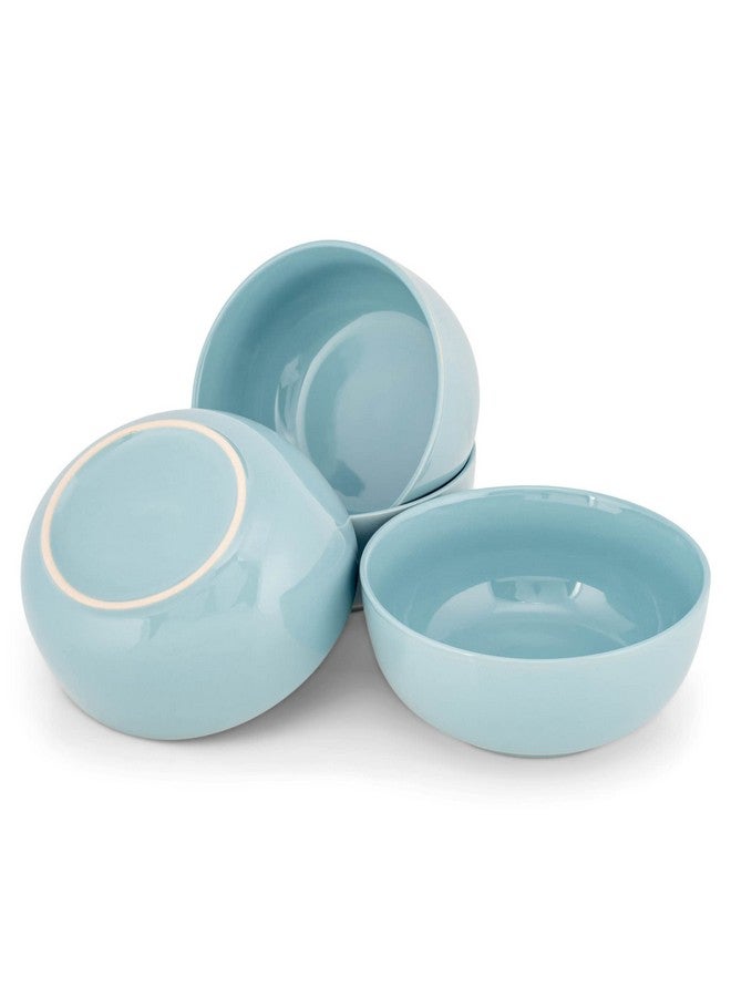 إيلانز ديزاينز مجموعة أوعية عشاء سيراميك لامعة من Elanze Designs Bistro مقاس 6.5 بوصة، مجموعة من 4 قطع - مثالية للاستخدام اليومي من الحساء والمعكرونة والسلطة والحبوب والآيس كريم والرامين والفو، أزرق ثلجي - Image 5