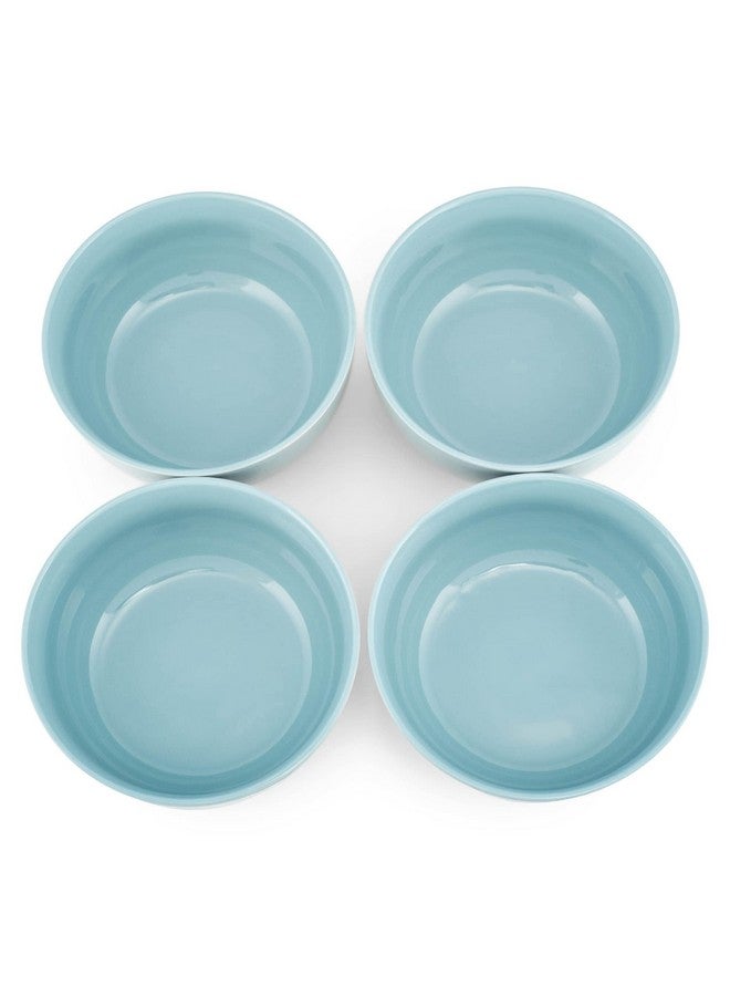 إيلانز ديزاينز مجموعة أوعية عشاء سيراميك لامعة من Elanze Designs Bistro مقاس 6.5 بوصة، مجموعة من 4 قطع - مثالية للاستخدام اليومي من الحساء والمعكرونة والسلطة والحبوب والآيس كريم والرامين والفو، أزرق ثلجي - Image 4