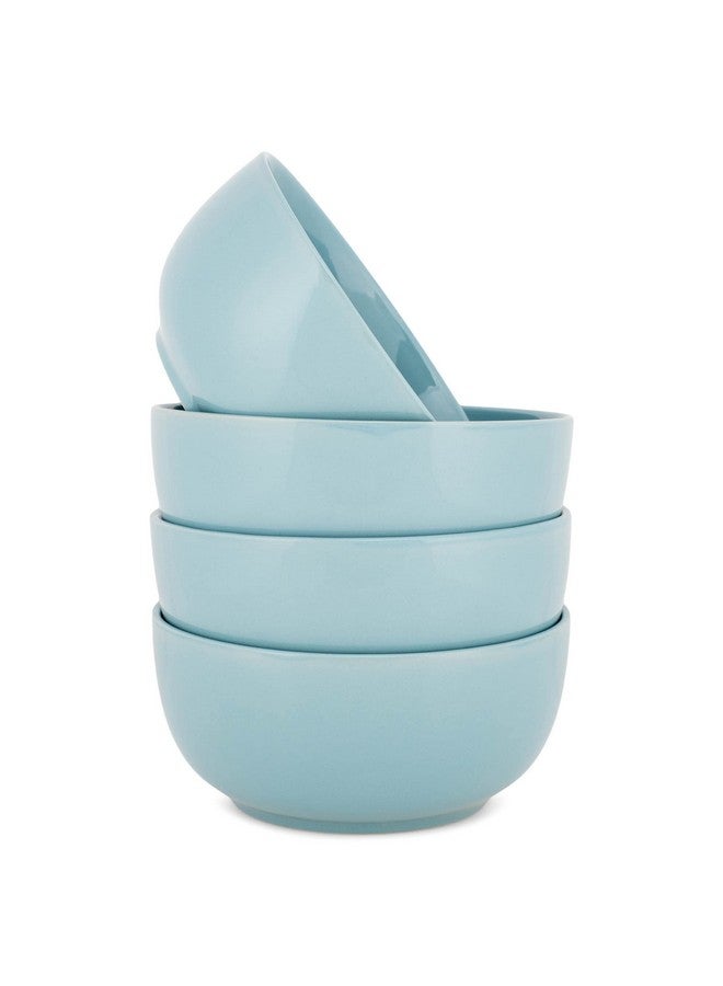 إيلانز ديزاينز مجموعة أوعية عشاء سيراميك لامعة من Elanze Designs Bistro مقاس 6.5 بوصة، مجموعة من 4 قطع - مثالية للاستخدام اليومي من الحساء والمعكرونة والسلطة والحبوب والآيس كريم والرامين والفو، أزرق ثلجي - Image 1