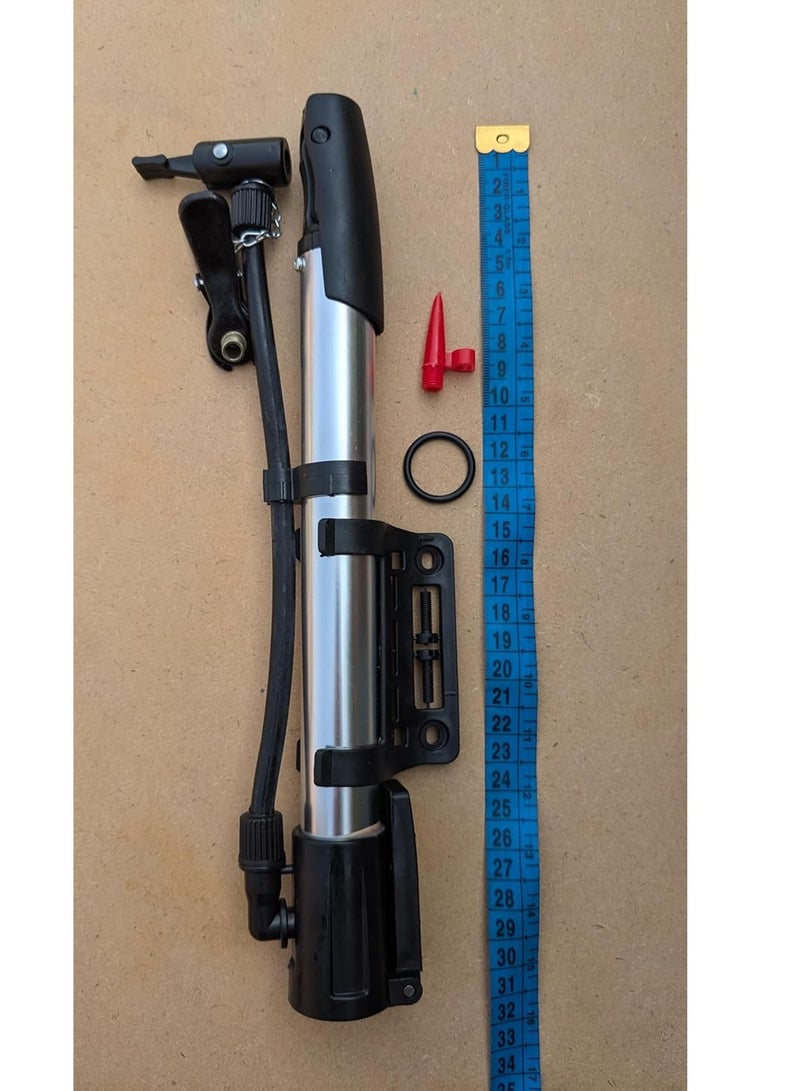 منفاخ للدراجة . مضخه هوائية للدراجات + حامل للتركيب على الدراجة مزود بخرطوم ومناسب لجميع الاطارات والاستخدامات لون فض - Image 2