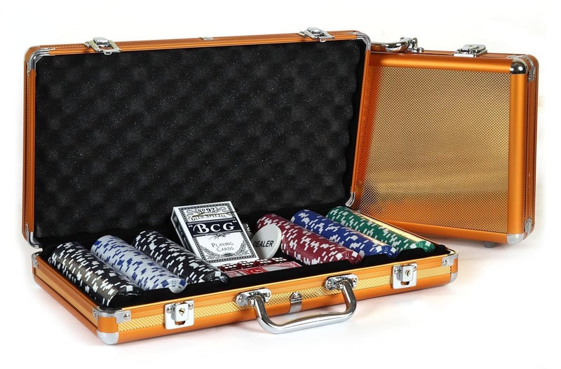 KNK طقم رقائق البوكر الفاخرة - مجموعة كاملة من ألعاب الورق مع نرد ورقائق متميزة وبطاقة حمل، مثالية للعبة الروليت وليالي المرح العائلية (300 قطعة من رقائق البوكر) - Image 2