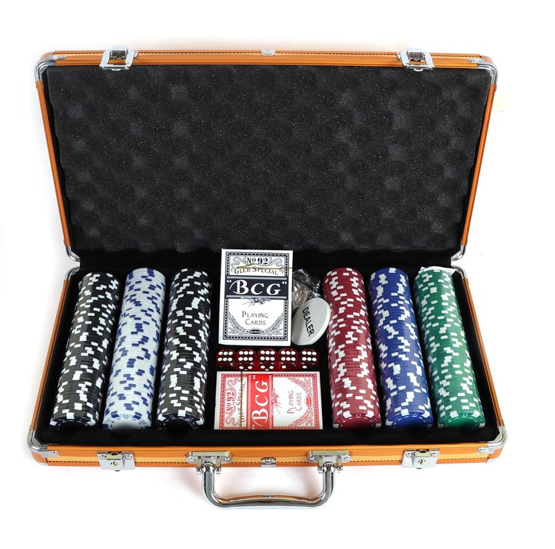 KNK طقم رقائق البوكر الفاخرة - مجموعة كاملة من ألعاب الورق مع نرد ورقائق متميزة وبطاقة حمل، مثالية للعبة الروليت وليالي المرح العائلية (300 قطعة من رقائق البوكر) - Image 4