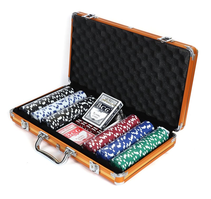 KNK طقم رقائق البوكر الفاخرة - مجموعة كاملة من ألعاب الورق مع نرد ورقائق متميزة وبطاقة حمل، مثالية للعبة الروليت وليالي المرح العائلية (300 قطعة من رقائق البوكر) - Image 3