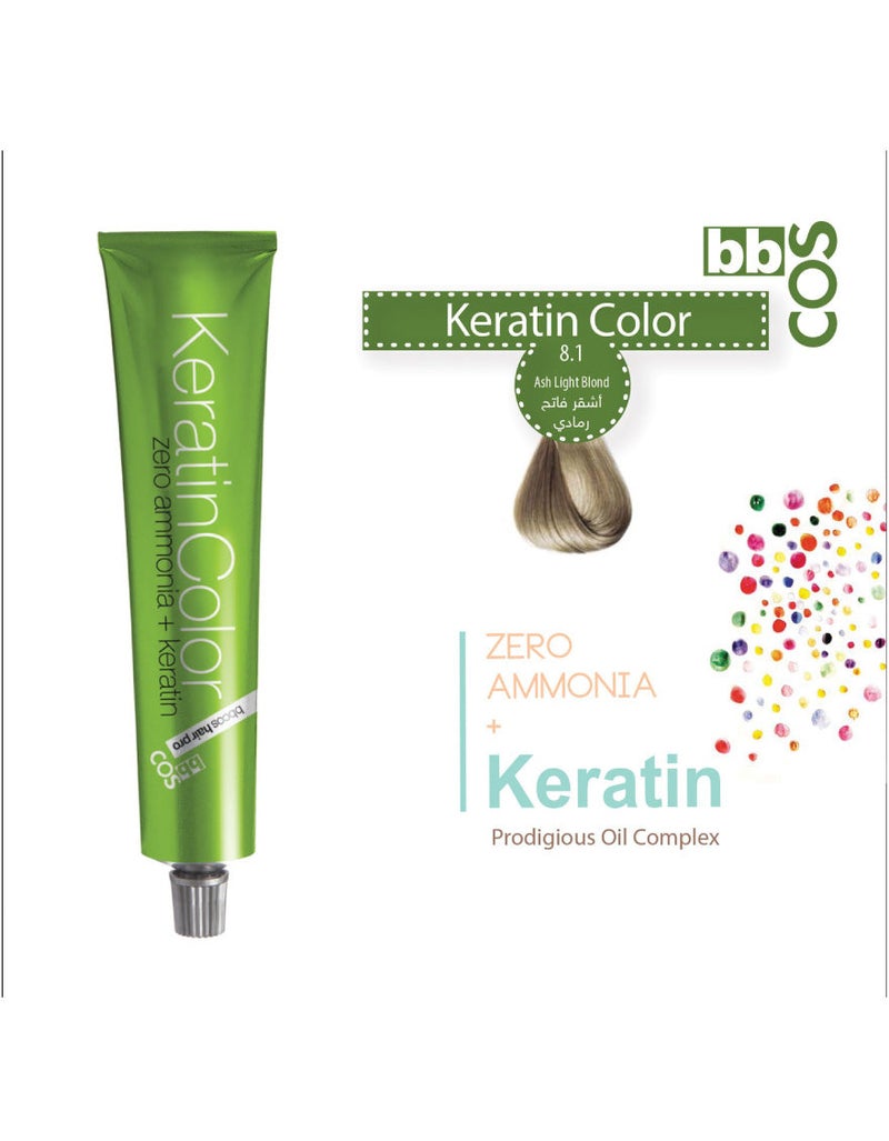 Keratin Hair Color 100ml – 8.1 Light Ash Blonde