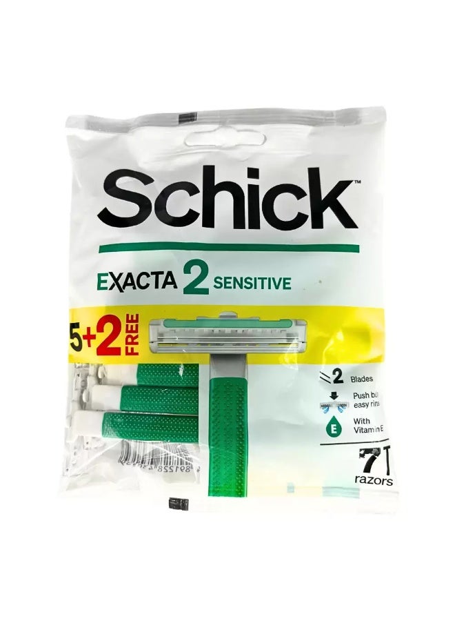 schick Schick Exacta 2 Sensitive Twin Disposable Razor For Men- 5+2pcs - Image 1