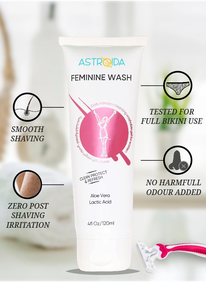 Astroida - Astroida Feminine Gel + 1 Dorco Razor with 6 blades for smooth and safe shaving - Image 1