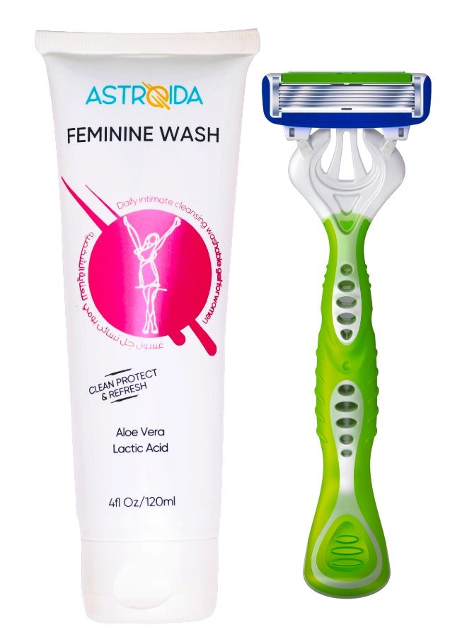 Astroida - Astroida Feminine Gel + 1 Dorco Razor with 6 blades for smooth and safe shaving - Image 1
