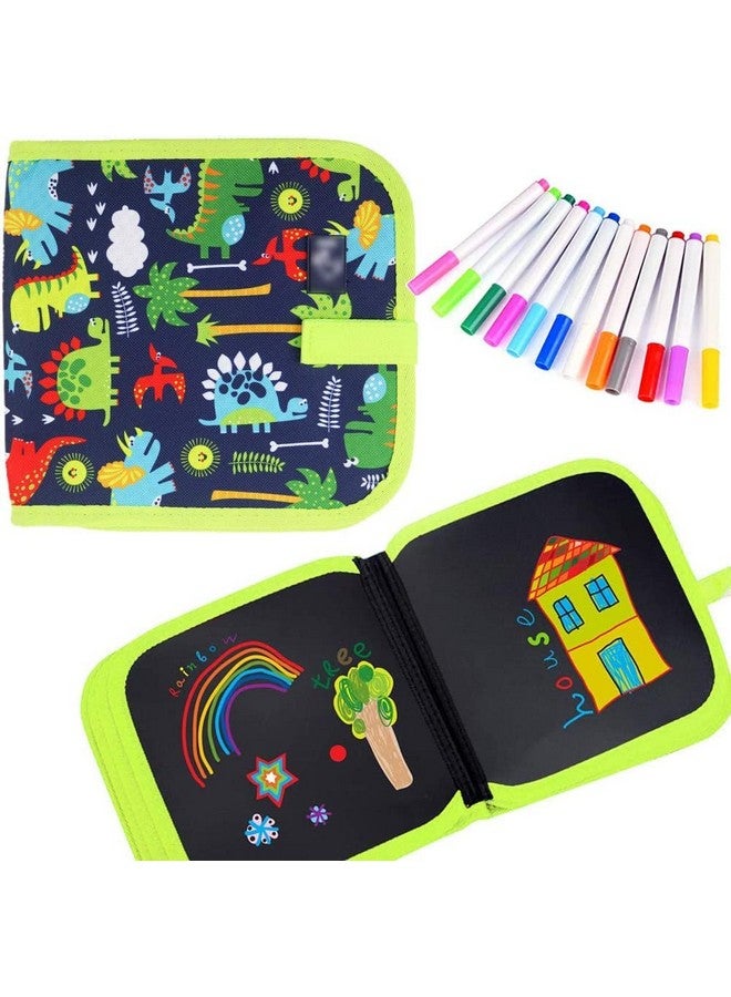 بلس بوينت دفتر رسومات قابل للمسح من PLUSPOINT للأطفال الصغار، ألعاب أنشطة، وسادات رسم قابلة لإعادة الاستخدام مع أقلام ألوان مائية، لعبة فنية للسفر، لعبة سيارة للرحلات البرية، مجموعة كتابة وتلوين للأولاد والبنات (14 صفحة) - Image 1