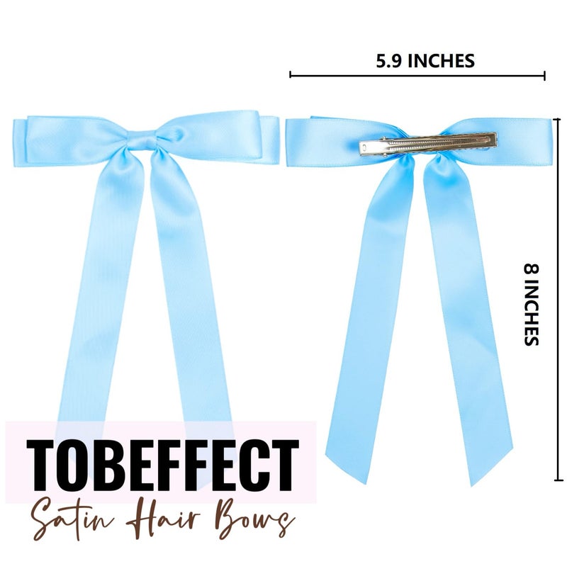 Tobeffect Hair Bows for Women Girls Satin Ribbon Bow, Cute Bow Hair Accessories 10PCS Multicolor - Image 3