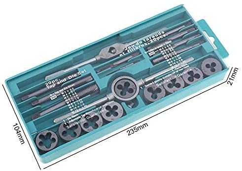 Hetkrishi 20pcs Hss Tap & Die Set M3-M12,Metric Sizes,Tap & Dies With Tap Wrench & Round Die Handle Complete Set - Image 4