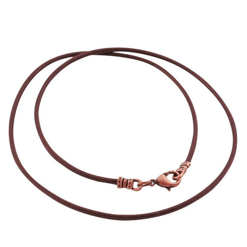 DragonWeave Antique Copper 1.8mm Fine Brown Leather Cord Necklace - 20 inches - Image 1