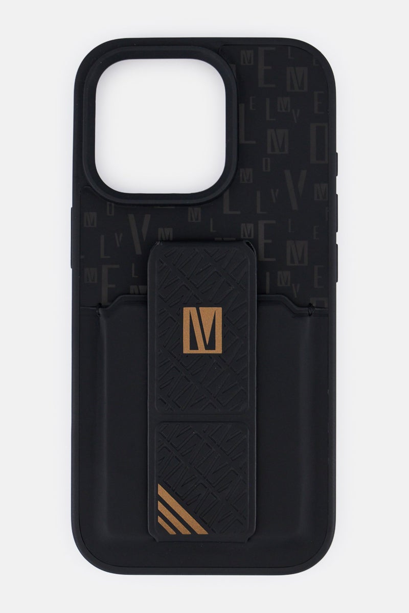 LEVELO iPhone 16 Pro Morphix Protective Case With Grip Stand And Cardholder, Black - Image 1