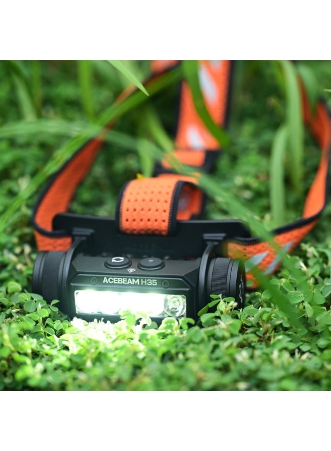 ACEBEAM مصباح رأس صناعي Acebeam H35، 2600 لومن، مسافة شعاع 170 متر، مصدر ضوء مزدوج أبيض وأحمر (مغامرات في الهواء الطلق، الصيد ليلاً، العمل الصناعي) - Image 4
