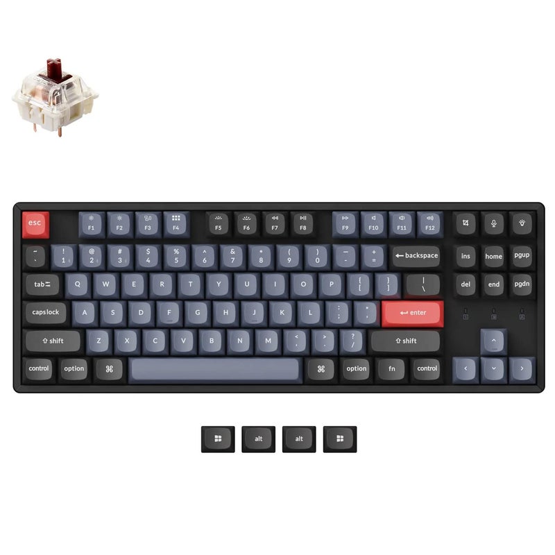 Keychron K8 Pro QMKVIA Wireless Mechanical Keyboard HotSwappable Aluminum Frame TKL Custom Programmable Keyboard with RGB Backlit Gateron G Pro Brown Switch for Mac Windows Linux