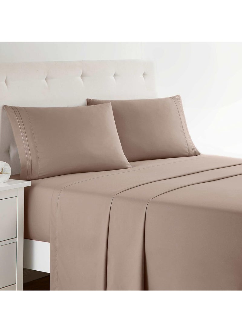 Clara Clark Clara Clark Bed Sheets, Premier 1800 Series 4 Piece Bed Sheet Set, Deep Pocket, Wrinkle, Fade, Stain Resistant, Luxury Soft Bedding Sheets & Pillowcases, Queen, Taupe Sand 