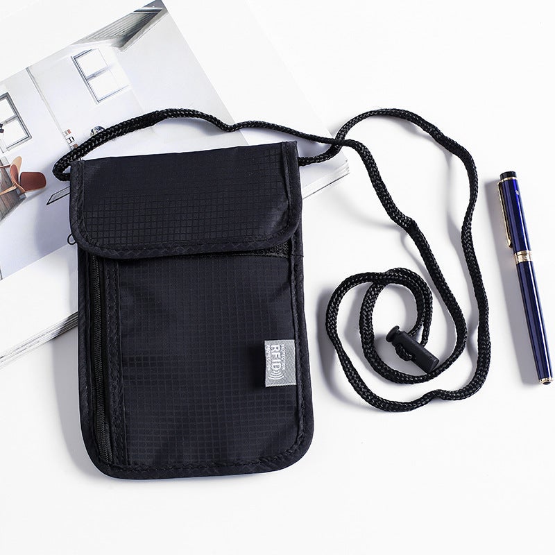 Unisex Waterproof Passport Holder Neck Pouch Black