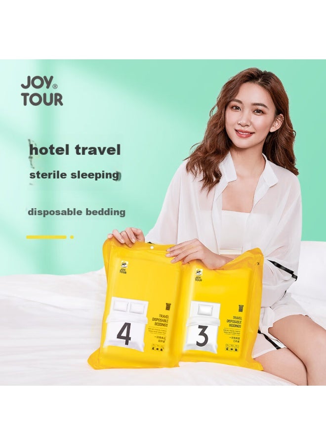 JOY TOUR Joytour Disposable Bedding Set Of Three Pieces, Sms-grade Sterilized, Thickened Duvet Cover, Pillowcases, Hotel Hygiene Barrier, Single Size - Image 2